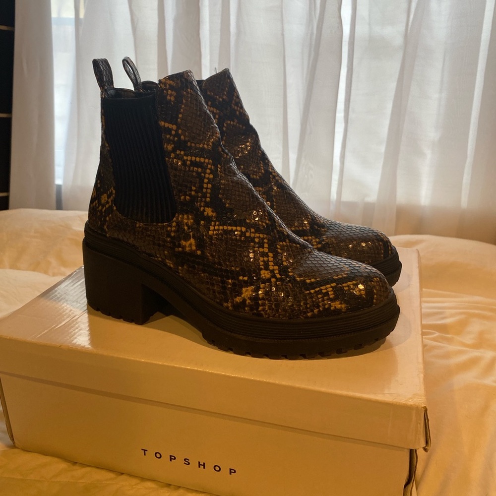 Topshop Snake Print Brixton Boot